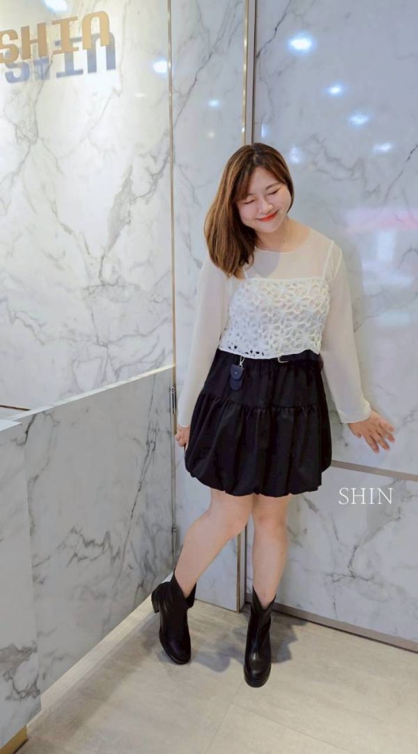 網網背心+雪紡上衣 