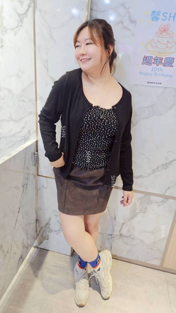 韓系碎花兩件套(黑/藍) 