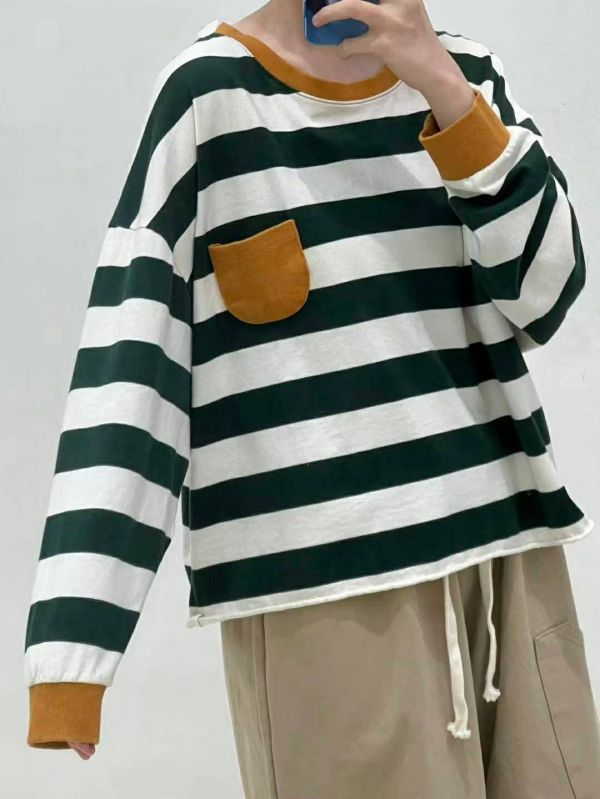 正韓撞色條紋短版T 