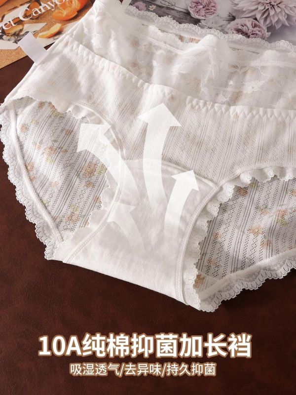 小宮廷風水墨花拼蕾絲內褲(隨機顏色) 