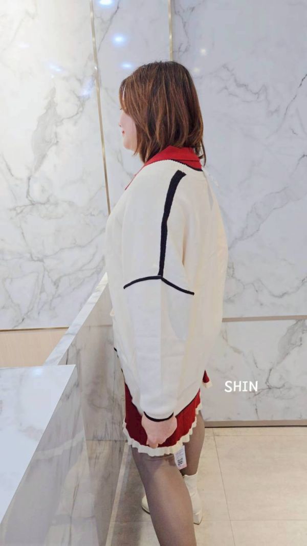 日系滾邊設計口袋針織外套(黑/杏/灰) 