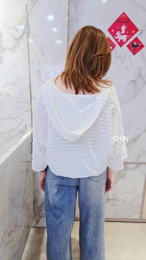 橫波紋布標連帽衫(黑/白) 