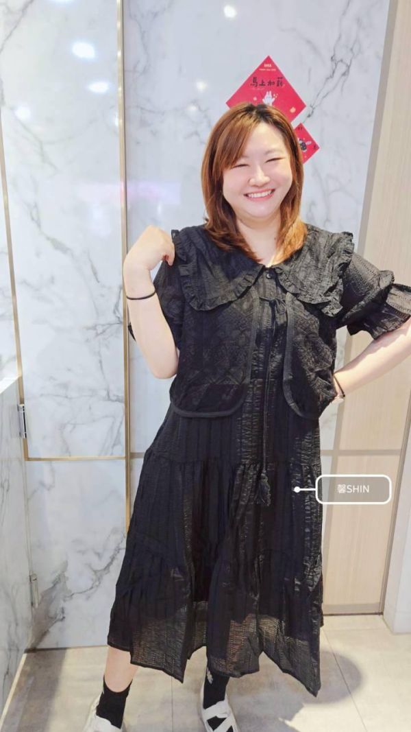 真兩件蕾絲背心+娃娃領洋裝(米白/黑) 