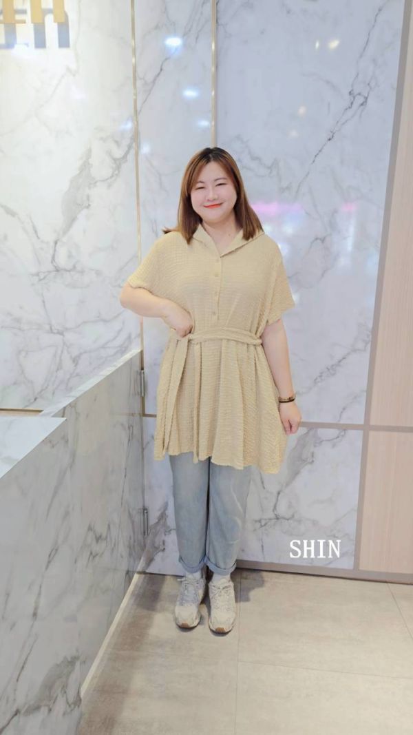 特殊紋理多穿連帽綁帶洋(卡/黑/綠/杏/紫) 
