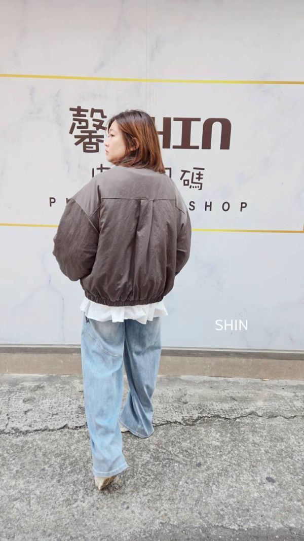 立體拉鍊鋪棉軍外套(綠/杏/黑) 