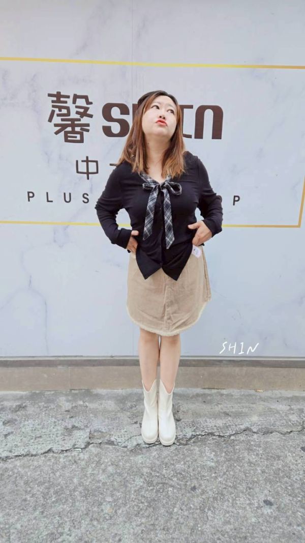 格子領緞帶上衣(黑/咖) 