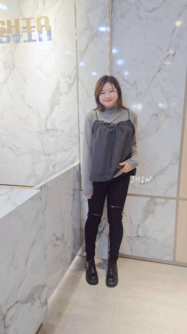 韓系高領上衣+背心套裝上衣(咖/灰) 