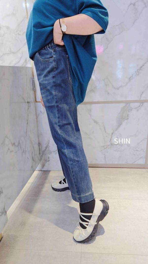 超好看下包邊牛仔寬褲(深/淺) 