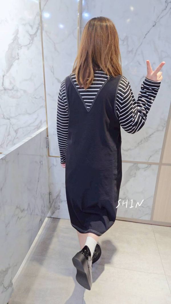 長版控超愛條紋車線洋 