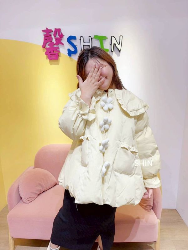 韓版花朵甜美棉衣外套 