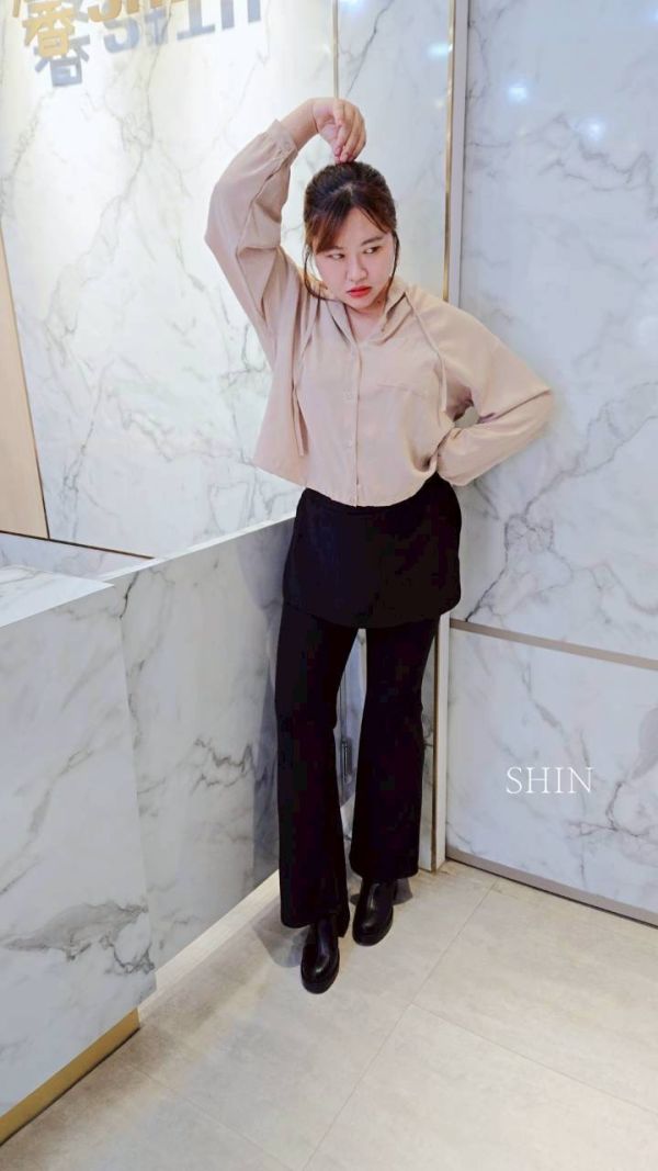 連帽雪紡罩衫(藕粉/卡其/灰/黑) 