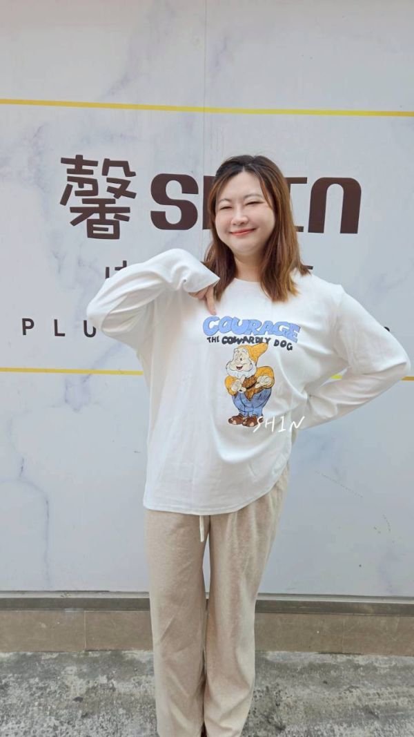 小矮人磨毛T(白/灰) 