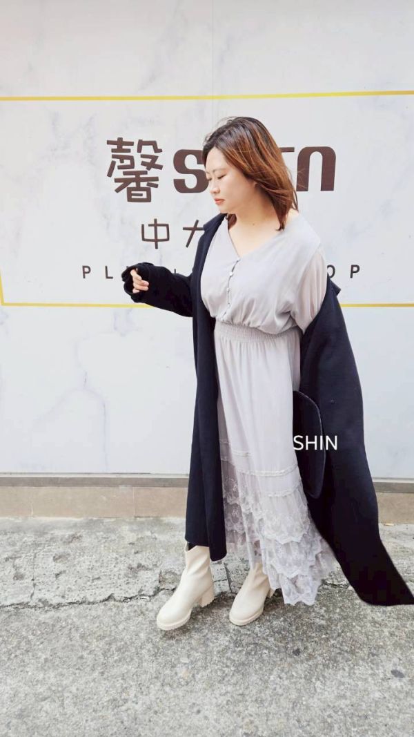 仙仙下凡蕾絲雪紡洋(粉/灰藍) 