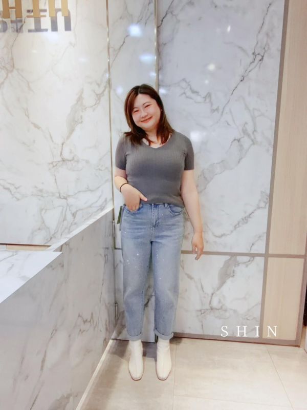 流行尖端滿鑽老爹褲 