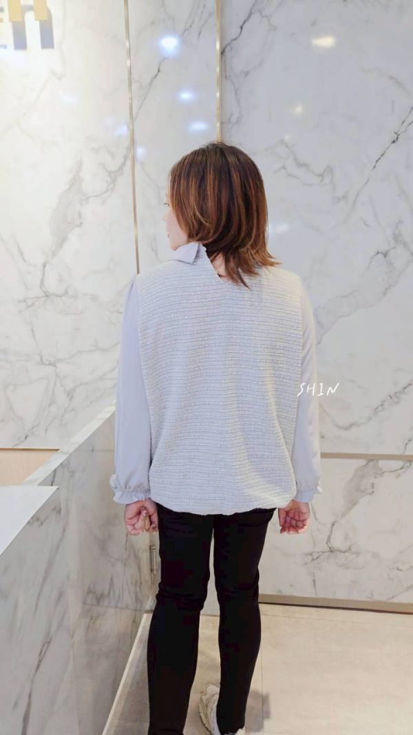 小香襯衫領漂漂上衣(杏/藍) 