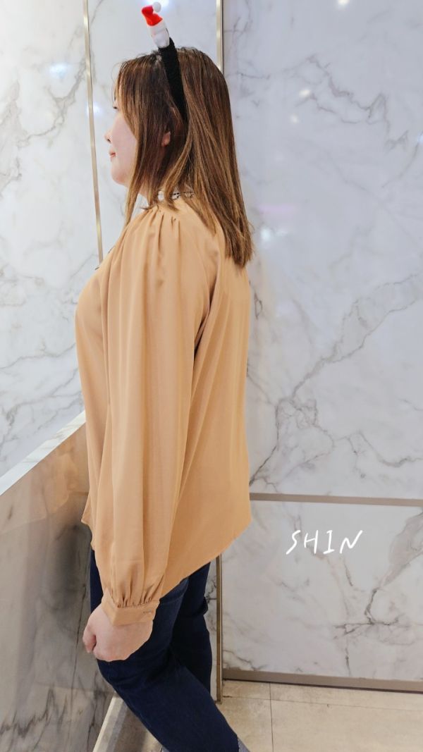 可愛領雪紡上衣(橘) 