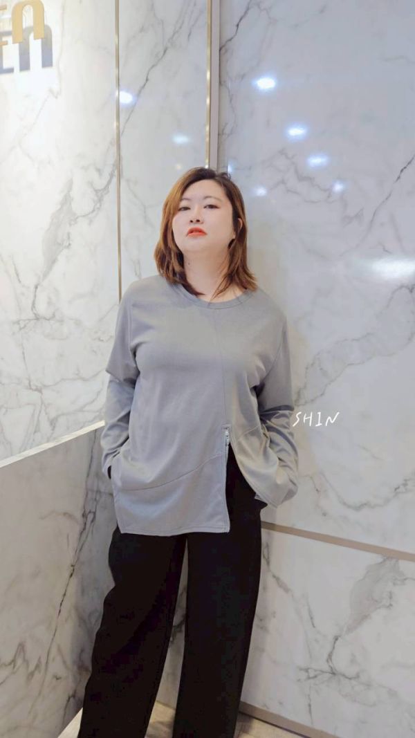 下擺拉鍊設計太空棉T 