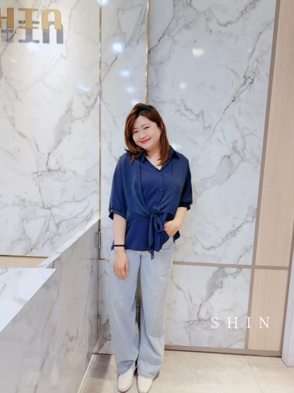 設計款拼接背心假兩件襯衫 