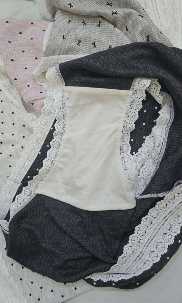 滿版蝴蝶結滾蕾絲加大內褲(白/深灰/紫/淺灰) 