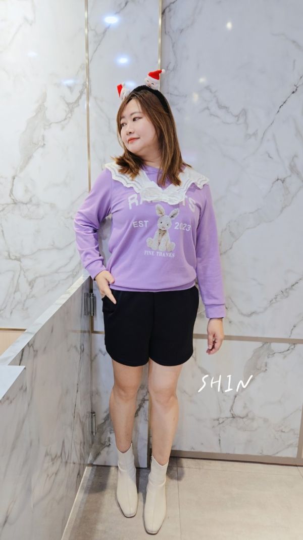 兔子蕾絲領T(藍/紫) 