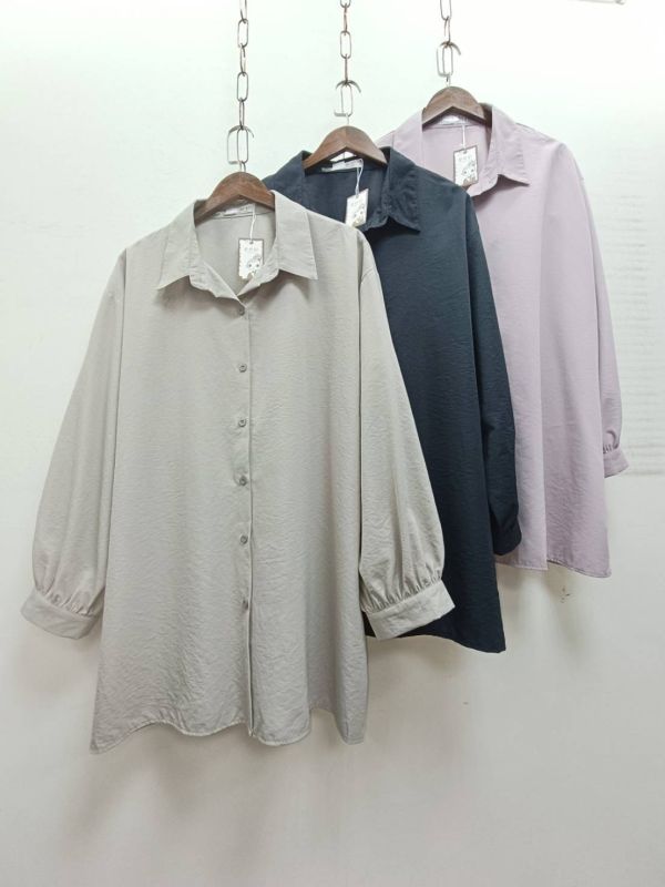 基本款衣櫃必備中長版襯衫(紫/灰/深藍) 