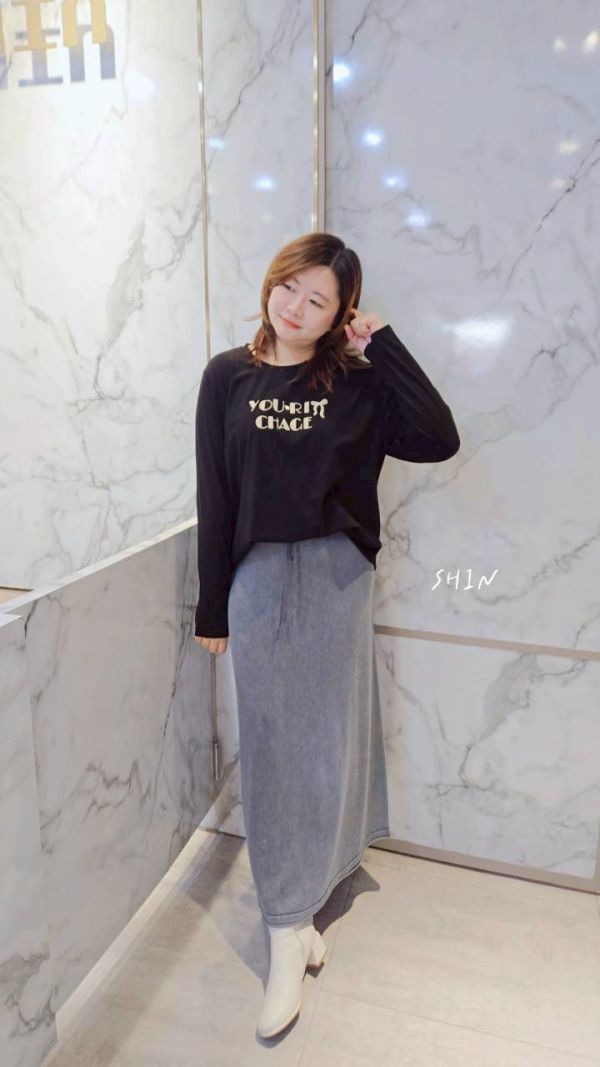 水洗感設計針織長裙 