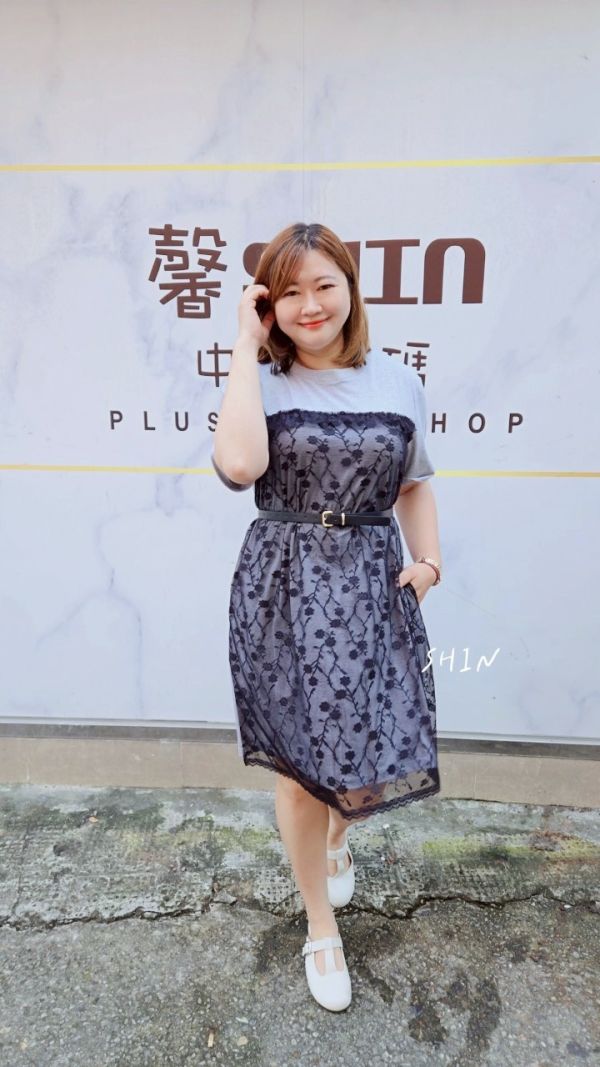 拼接蕾絲棉長版洋 