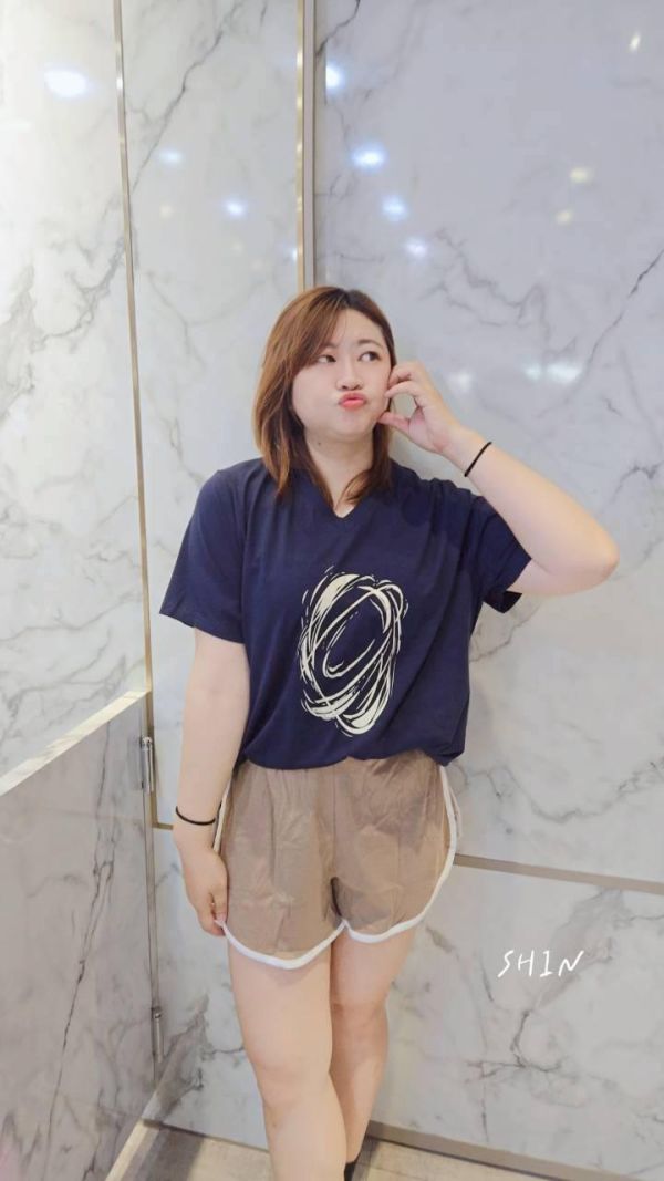 線條圈窩竹節棉T(深藍/灰) 