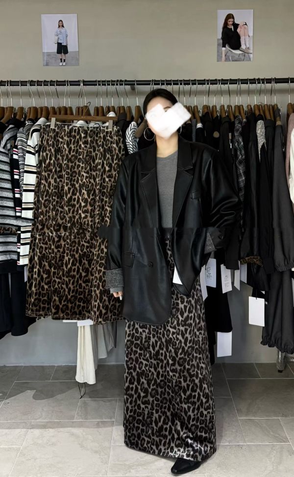 今年流行指標的豹紋長裙(灰/咖) 