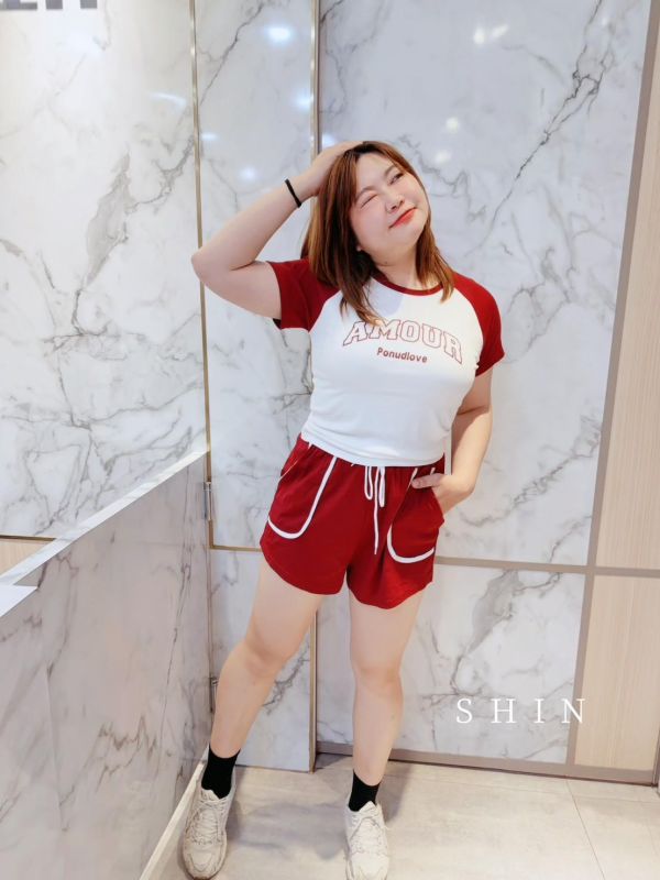 當阿妹妹Amour運動套裝(黑/酒紅) 