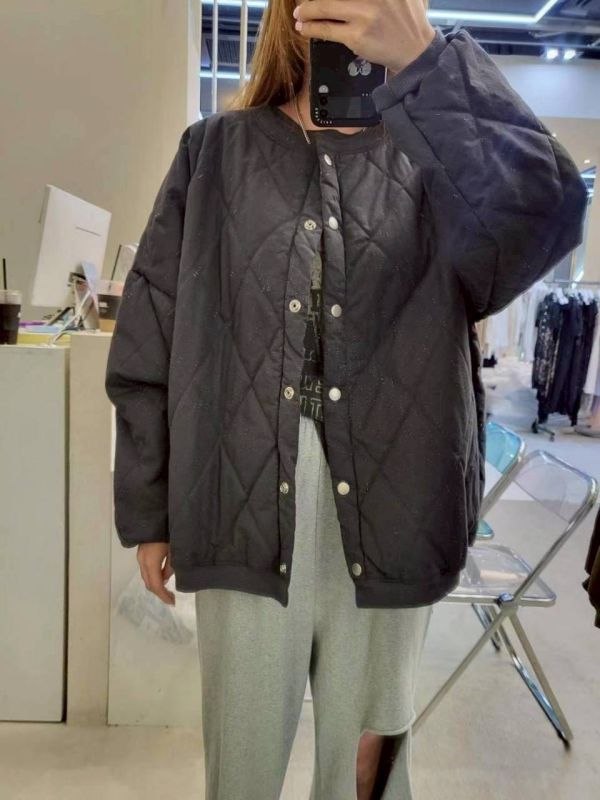 KOREA格菱紋小鋪棉外套(深灰/咖啡/軍綠) 