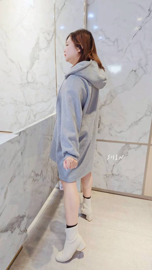 歐膩連帽衣裙(藍/灰/杏) 