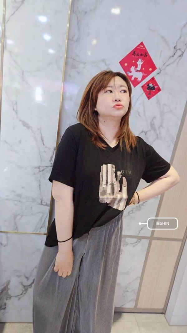 夏天最愛幾何圖冰瓷棉T(粉/黑) 