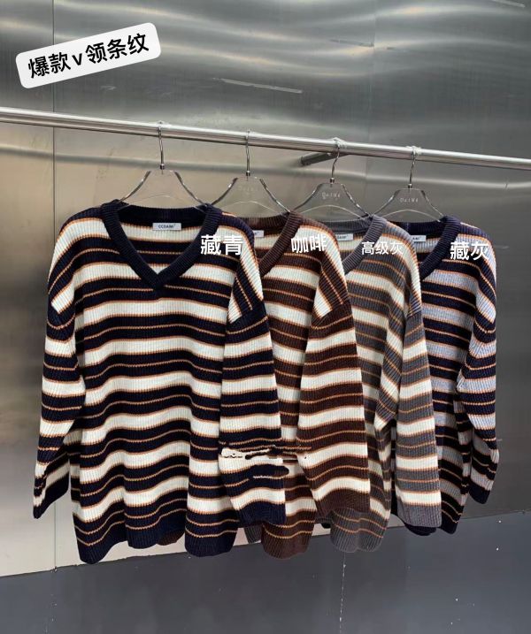 經典V條紋彈力針織衣(咖/藏藍/高級灰) 