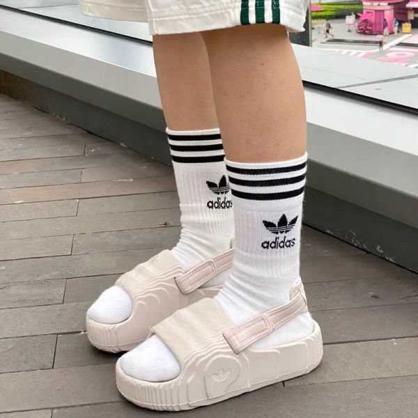 Adidas Adilette 22 XLG 米白 淺卡其 半拖鞋 魔鬼沾 厚底 增高 水波紋 地形圖 涼鞋 拖鞋 