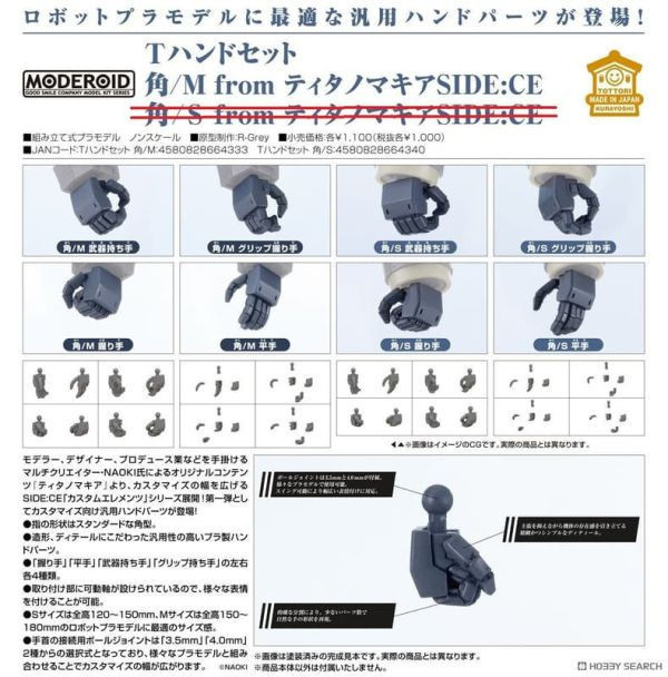 【1116KK】預購 MODEROID T手部套組 角/M from Titanomachia SIDE:CE MODEROID T手部套組 角/M from Titanomachia SIDE:CE