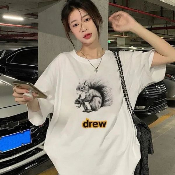 【預購】Drew house FW22 real sherman tee 小賈斯汀 笑臉字母 素描寫實松鼠 白圓領短袖 