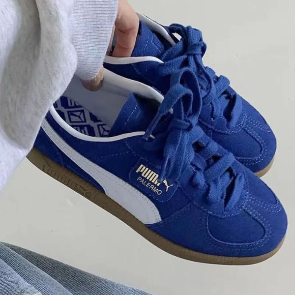 【預購】Puma Palermo Cobalt Glaze White 克萊因藍 焦糖底 Rosé同款 麂皮 外縫線 低筒 復古德訓鞋 39646307 