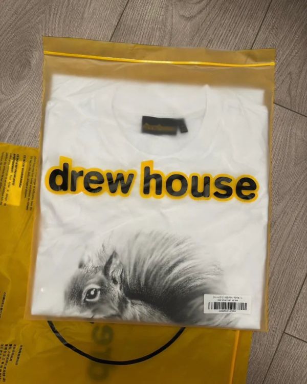 【預購】Drew house FW22 real sherman tee 小賈斯汀 笑臉字母 素描寫實松鼠 白圓領短袖 