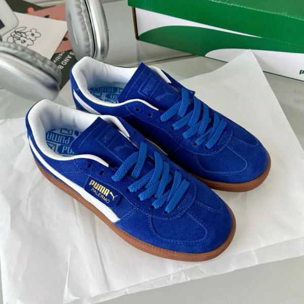 【預購】Puma Palermo Cobalt Glaze White 克萊因藍 焦糖底 Rosé同款 麂皮 外縫線 低筒 復古德訓鞋 39646307 