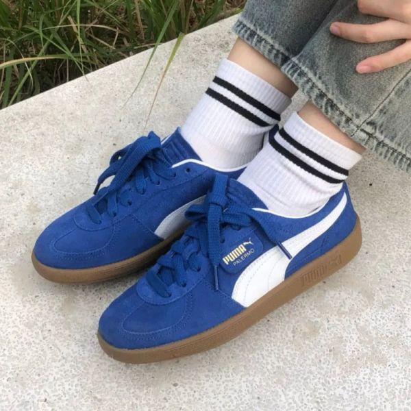 【預購】Puma Palermo Cobalt Glaze White 克萊因藍 焦糖底 Rosé同款 麂皮 外縫線 低筒 復古德訓鞋 39646307 