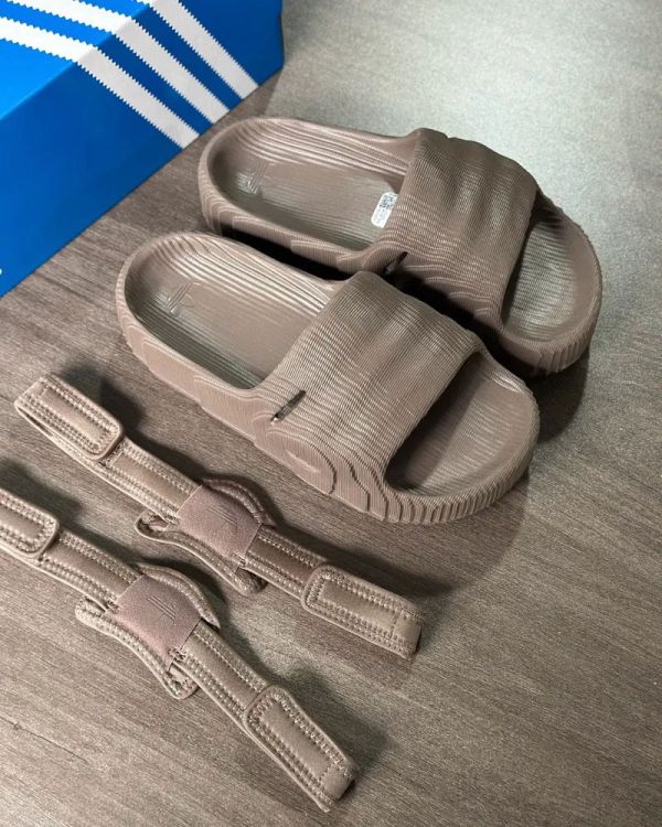 Adidas Adilette 22 XLG 可可棕 咖啡色 半拖鞋 魔鬼沾 厚底 增高 水波紋 地形圖 涼鞋 拖鞋 