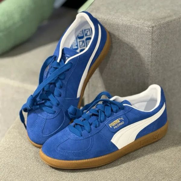 【預購】Puma Palermo Cobalt Glaze White 克萊因藍 焦糖底 Rosé同款 麂皮 外縫線 低筒 復古德訓鞋 39646307 