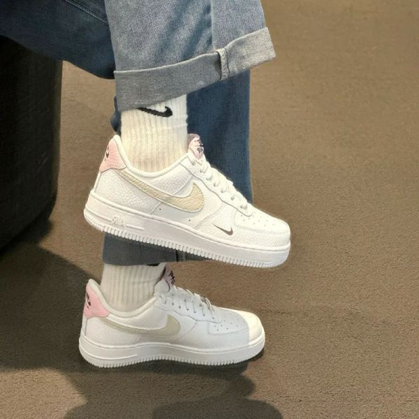 Nike Air Force 1 Low Tumbled Pink 櫻花奶油 小勾 荔枝皮 燕麥 咖啡 粉白 AF1 低筒休閒鞋 