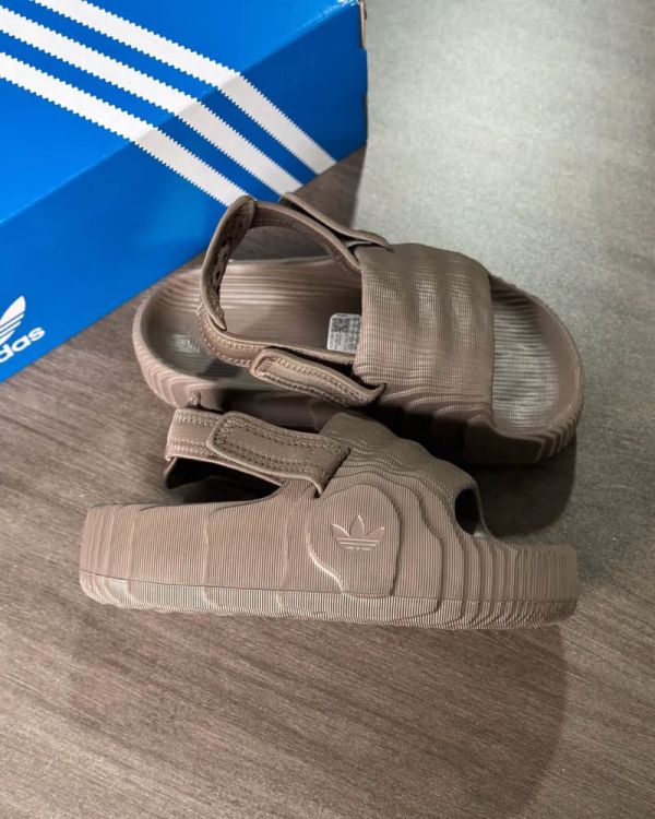 Adidas Adilette 22 XLG 可可棕 咖啡色 半拖鞋 魔鬼沾 厚底 增高 水波紋 地形圖 涼鞋 拖鞋 