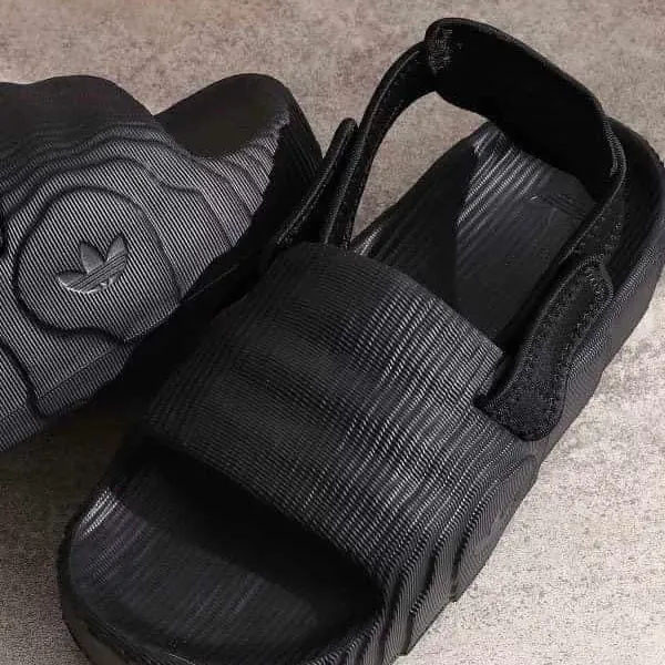 Adidas Adilette 22 XLG 全黑 黑色 半拖鞋 魔鬼沾 厚底 增高 水波紋 地形圖 涼鞋 拖鞋 