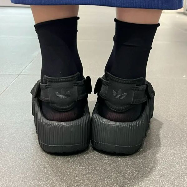 Adidas Adilette 22 XLG 全黑 黑色 半拖鞋 魔鬼沾 厚底 增高 水波紋 地形圖 涼鞋 拖鞋 