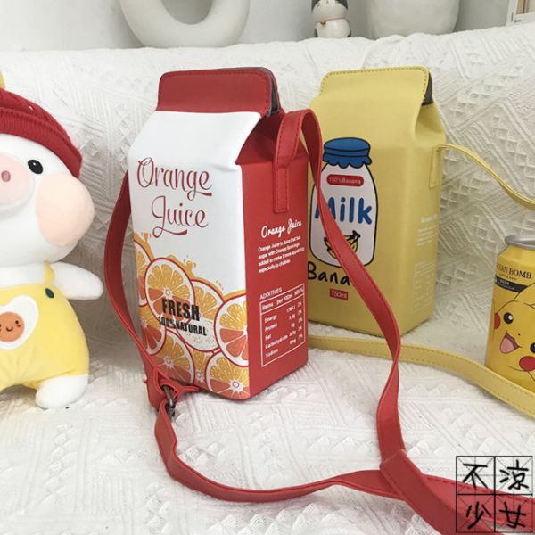 小清新牛奶盒子單肩包 