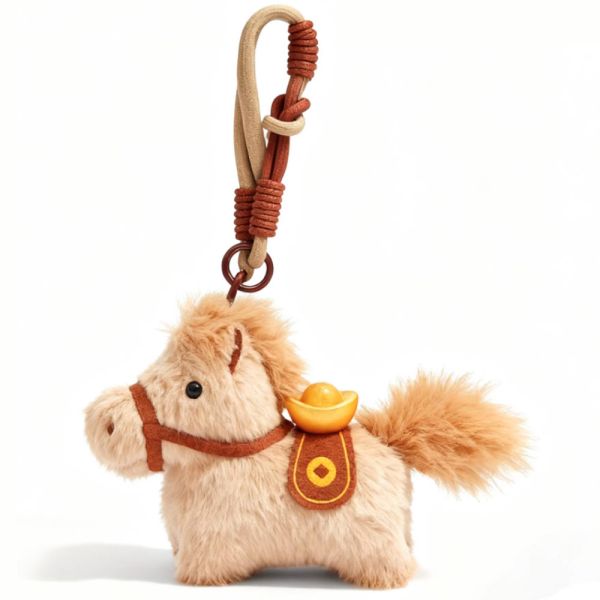【馬上有錢】元寶小馬掛飾毛絨公仔+手繩 