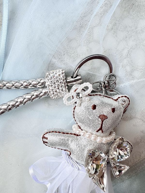 AB彩鑽華麗貴氣蓬蓬裙可愛小熊女孩吊飾掛墜 